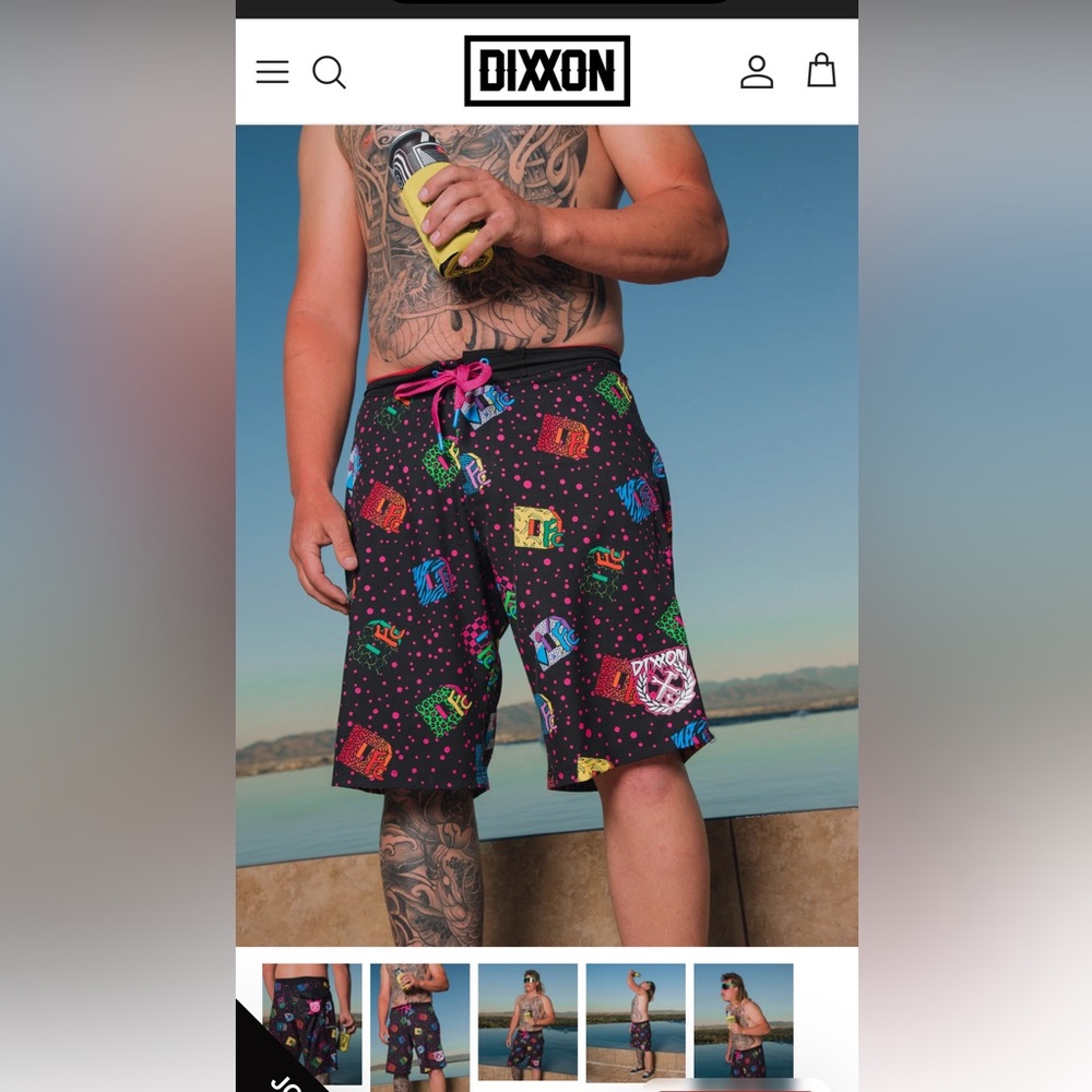 DIXXON I want my DFC Black Board Shorts with retro 90s graphics. Never Worn.